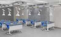 Потолочная система электроснабжения для кабинетов Химии-Биологии KM-ES-05 с 1 рукавом, 6+1 модуль