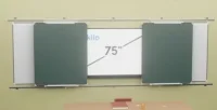 Рельсовая система Skilo с 4-мя меловыми досками и интерактивной панелью 75" Рельсовая система Skilo с 4-мя меловыми досками и интерактивной панелью 75"