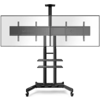 Мобильная стойка ONKRON для двух телевизоров с кронштейном 40"-65", чёрная TS1881DV