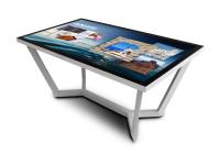 Интерактивный стол с диагональю 65', поддержкой до 10 одновременных касаний, разрешением 3840x2160, контрастностью 1300:1 и яркостью 450 кд/м²